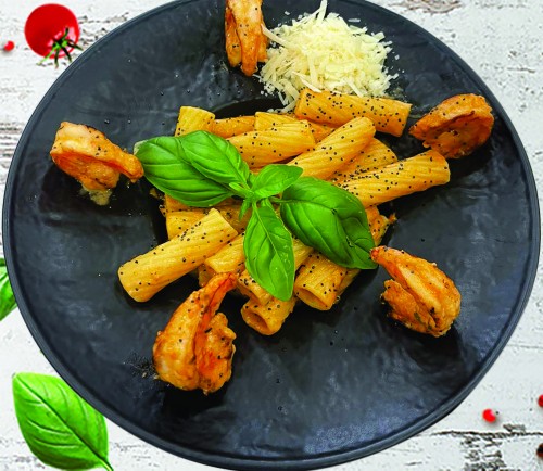 Пенне с креветками 